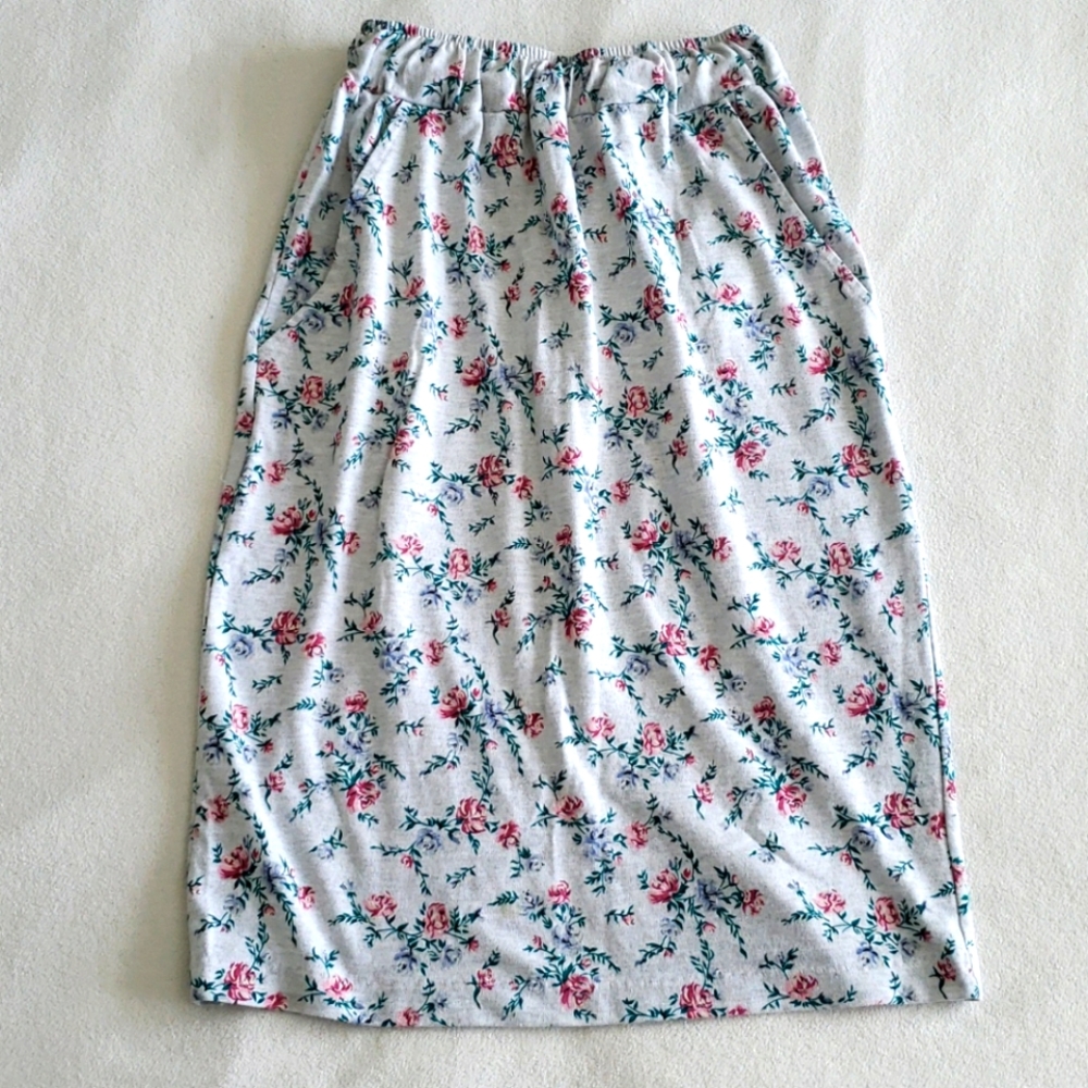 Vintage Floral Pencil Skirt Small